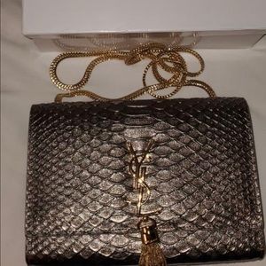 YSL Croc-Embossed Katie Tassel